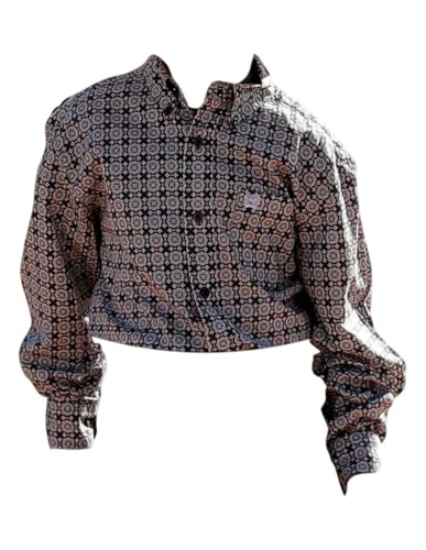 Cinch Western Shirt Boys Long Sleeve Medallion Cotton Gray MTW7060372