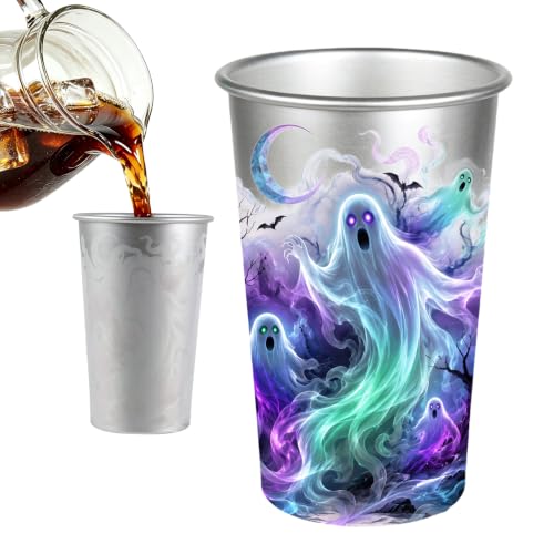 16oz Ghost Color Changing Cup Cold Activated, Halloween Party Supplies | Halloween Aluminum Tumbler, Food Grade Reusable Metal Party Cup for Iced Drinks, Beer, Soda, Coffee, Cocktails - image 1
