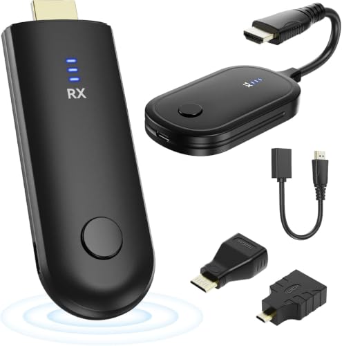 Wireless HDMI Transmitter and Receiver 4K, 165ft/50M Extender 2.4G/5G Dual Band Adapter, 4K Decode Input 2160P Output, Plug & Play Portable Video Audio Streaming for Laptop PC TV Box Projector