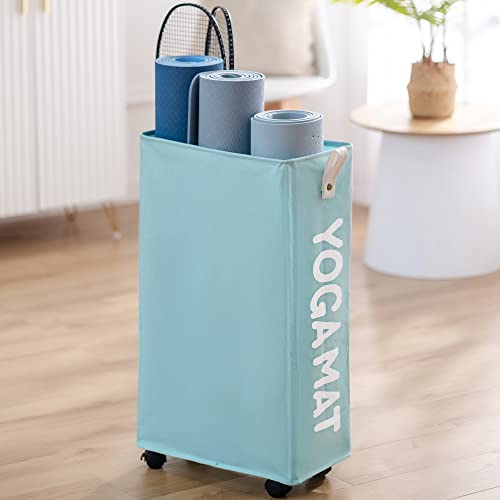 Twira Yoga Mat Storage Racks 22'', Home Gym Storage Rack For Foam Roller, Yoga Strap And Resistance Bands, Workout Equipment Corner Storage Organizer With Wheels(Light Blue) #TOP7