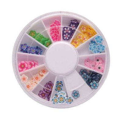 BY champper 144 Pcs 3d Flower Slice Nail Art Decoration Fimo Box Packaged