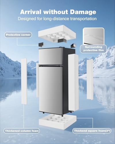 image for Tehanld Double Door Refrigerator with Freezer, 4.5 Cu.Ft, Small Fridge