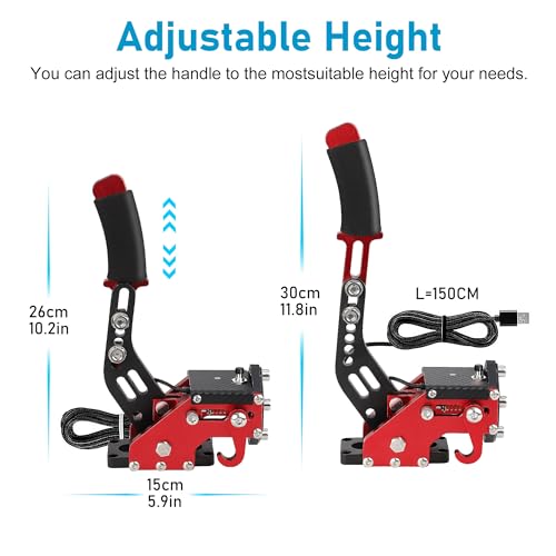 Image of CNSPEED Upgrade 2-in-1 64 Bit USB Handbrake for G920 Compatible With Xbox /Xbox series S /Xbox series X + PC System for Simulated Racing Games with Non-Contact Plus Hall Sensor with Clamp Black+Red