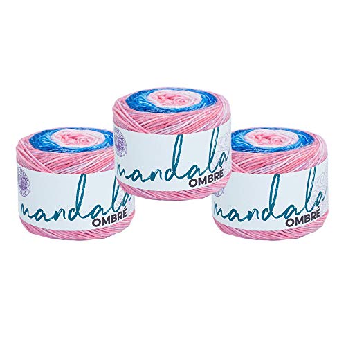 Image of Lion Brand Yarn, Mandala Ombre Variegated Yarn for Crocheting, Knitting, and Crafts, Pure, 3 Pack, Soft, Acrylic Fiber for Cozy Blankets, Worsted Weight Sweaters and Colorful Shawls