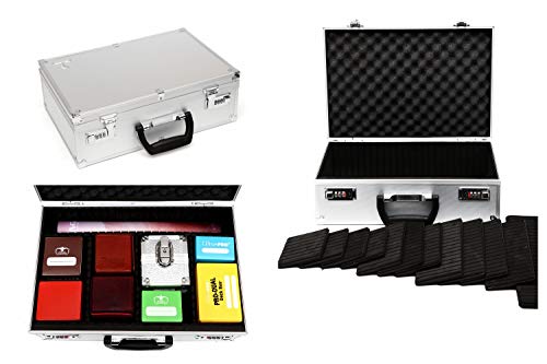 KakapopoTCG TC-A5 Silver Lockable Storage Case with Sliding Divider Walls for TCG, Deck Box, Card Games, MTG, Magic the…