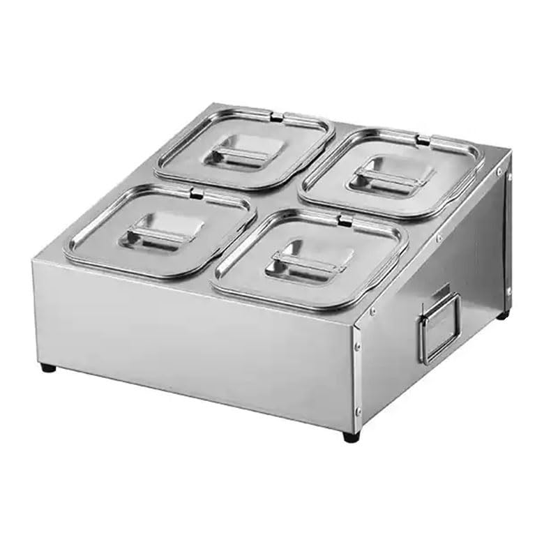Estación de cobertura de pizza, dispensador de condimentos de acero inoxidable, organizador de especias con diseño de mango para condimentos, salsas, ensaladas, mermeladas, ingredientes de