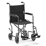 Foldable Lightweight Wheelchair, Compact,10kg, 19-Inch Seat Width, Black Frame, Travel & Mobility Aid, Armrests