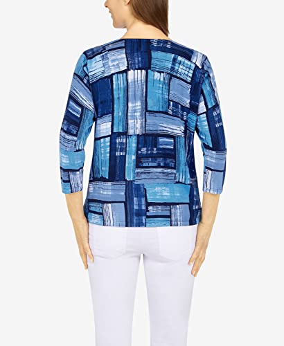 Alfred Dunner Women's Colorblock Print Sweater Size M Denim #TOP6