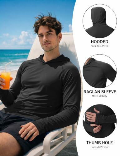Image of KEFITEVD Men's Sun Hoodie Long Sleeve Fishing UPF 50+ SPF Quick Dry Shirts