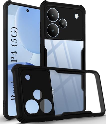 Image of Jkobi Hybrid Back Cover Case for Realme P4 (Shockproof with Polycarbonate Clear Panel | Professional Black)