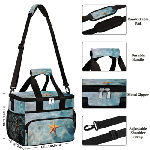 Marine Starfish Insulated Picnic Backpack Lunch Box for Women Men Picnic Basket Tote Lunch Bag Picnic Bag Portable Lunch Bags for Picnic, Beach, Work, Trip,Office, Camp Starfish in Water