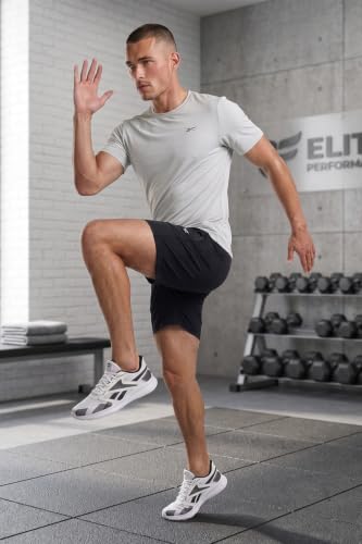 Image of Reebok Men's Polyester Running Shorts - Quick Dry Lightweight Sports Shorts for Men | Gym Shorts for Men | Training Fitness Running Shorts - Secure Drawcord Waistband