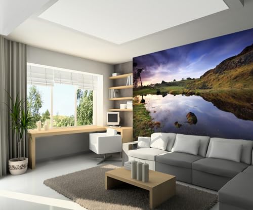 Poster Geant Mural Papier peint mural 3D nature calme rivière, 120 x 80 cm Pour Salon Chambre D'Enfants Restaurant Décoration Murale