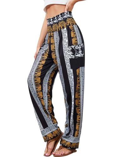 QIANXIZHAN Women's Harem Pants, High Waist Yoga Boho Trousers with Pockets