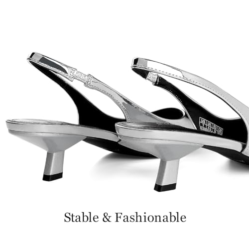 Image of JENN ARDOR Slingback Heels for Women Low Heels Dress Shoes Kitten Pumps Dressy Heeled Sandals Wide Width Fashion Casual Shoes