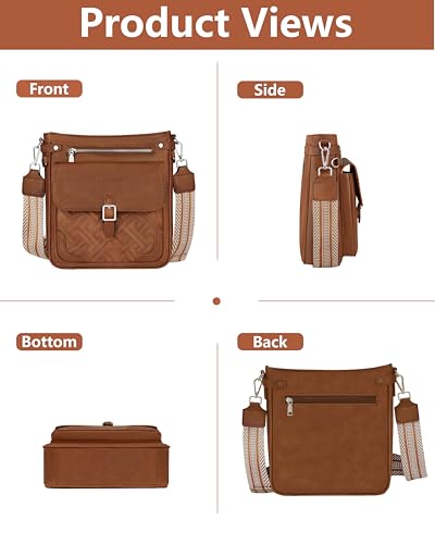 Image of large leather crossbody bags for women,Quilted crossbody purses | RFID Multi-Pocket Womens Crossbody Bag,Travel Purse with Pockets,Structured Cross Body Purse,Fits 10.9 inch iPad,Gift