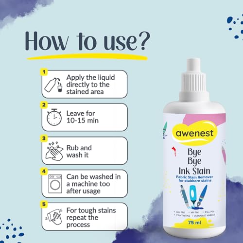 Image of awenest Bye Bye Ink Stain Remover | IPen and Ink Stain Fabric Cleaner- 75ml