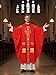 ANDHOM Clergy Elegance Church Vestments for Catholic Priests Chasuble Mass Apparel and Round Collar Robe with Pastor Stole