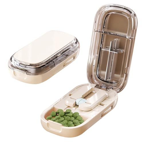 keyxer Tablettenteiler, Tablettenteiler für Alle Tabletten, Pillenteiler mit Aufbewahrungsfach, Tablettenschneider für Alle Tabletten, Tragbarer Pillenschneider für Reise, Tablettentrenner