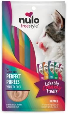 Nulo Freestyle Grain-Free Perfect Purees Premium Wet Cat Treats, Squeezable Meal Topper for Felines, High Moisture Content to Support Cat Hydration, 0.5 Ounces in each Lickable Wet Cat Treat Pouch