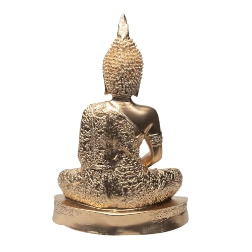 Image of Meditating Buddha Statue Showpiece, Gold Finish Decorative Resin Buddha Idol for Home Decor, Living Room, Office Desk, Meditation Room, Spiritual Gift, Tabletop Decorative Figurine (Gold)