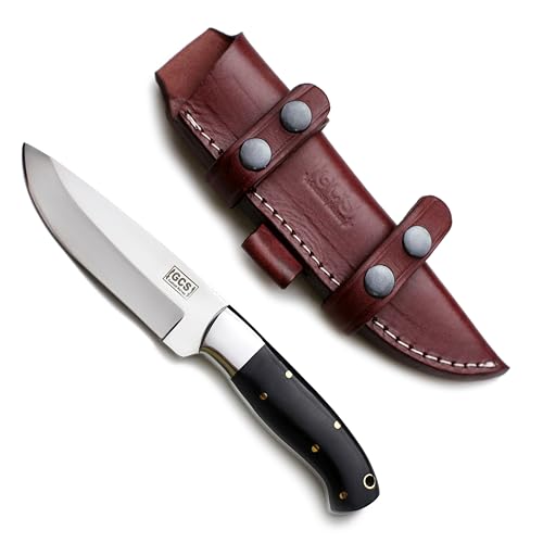 D2 Steel Tactical Hunting Knife with G10 Handle - Handmade Full Tang Blade by GCS - Includes Leather Sheath - Ideal for Hunting & EDC - GCS 201 - GCS Knives