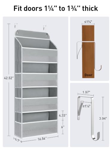 Image of Yecaye Over the Door Organizer, Stuffed Animal Storage, Bathroom Organizers and Storage for Nursery Newborn Baby Essentials Stuff Dorm Room, Widen by 7cm, Deepen by 3cm, Grey 4 Tier Extra-Large