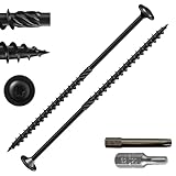Wensilon (1 lbs)#14 x 8 Black Lag Screws, Structural Wood Screw, Heavy Duty Construction Screw, Rust Resistant, Washer Head, Black Coated Exterior Wood Screws, Star Drive with Bit