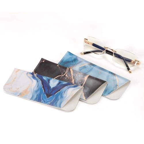 Image of TRIUMPH VISION 3 Pack Reading Glasses Pouch Soft Case Eyeglass Sleeve Slim | Alternative to Bulky Case in bag, Lightweight Lined Padded Protect Optical lens Slip in, Cute Pattern Portable for Daily Use