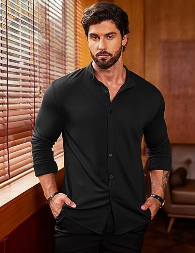 COOFANDY Mens's Long Sleeve Button Up Shirts Athletic Fitted Dress Shirts Silm Fit2