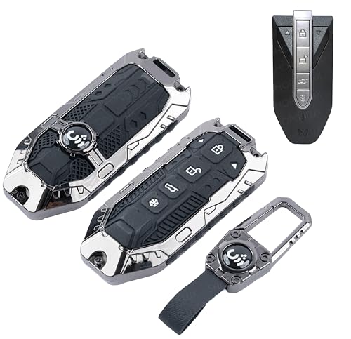 Image of SHOPOFLUX Metal Key Cover Compatible with Mahindra BE 6, XEV 9 EV, XUV 7XO Smart Key (Metal Black Silicone)