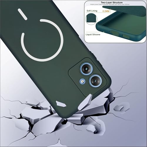 Image of SBMS Silicone Back Cover Case for Motorola Moto G54 / Moto G64 5G | Soft Micro-Fibre Lining Inside | Magsafe Print On Back Side Camera Protection Bump | Shockproof Case for Moto G54 5G (Green)