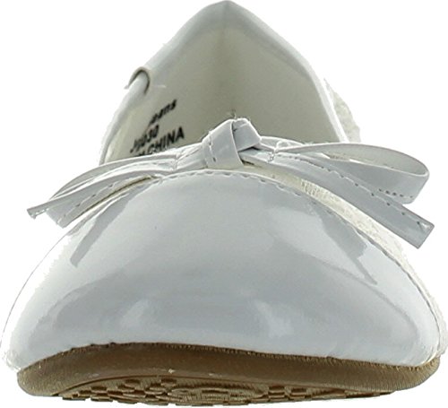 Jelly Beans Poss Kid's Big Girl Fashion Mesh Bow Ballet Flat Shoes,White,103