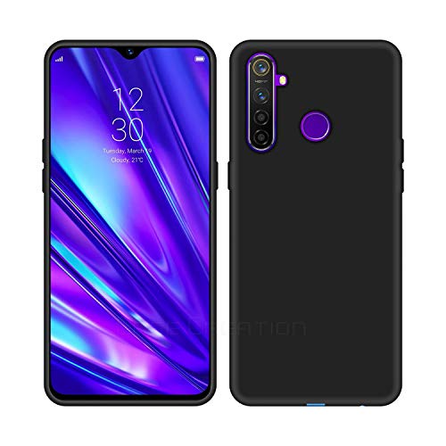 Image of Case Creation Luxurious OG Series for Realme5i Case Cover,Anti-Dirty Slim Case Frosted Matte Cute Candy TPU Raised Bezel (Splash of Color) Back Cover for Realme 5i -Black