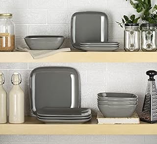 Waterside - 12 Piece Darby Square Dinner Set - Grey