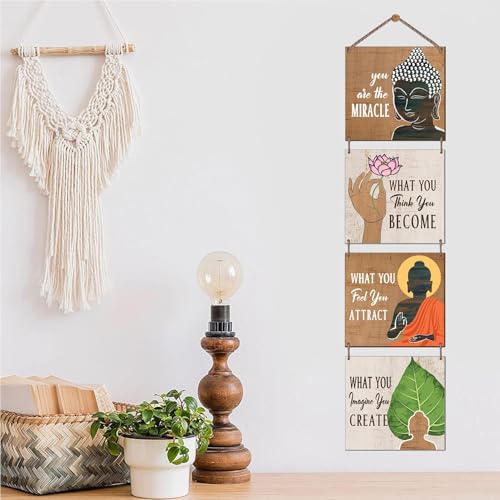 Image of Chaka Chaundh - Kitchen Plaque Quotes Wall Hanging Decor - Restaurant Quotes Sign Board Decor - Dining Quotes Sign Wall Plates Decor Items - Set of 3 (Buddha Square - Set of 2)