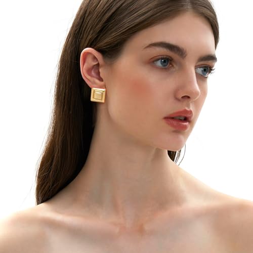 Gold Square Stud Earrings for Women Polished Spiral Stud Earrings for Women Birthday Jewelry3