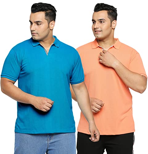 Image of Wear Your Opinion Men's Plus Size Half Sleeve Polo T-Shirt Combo Set of 2 Design : Solid