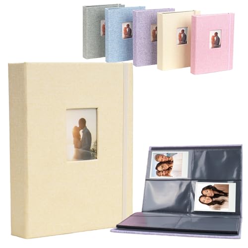 CROUTE Mini-Fotoalbum, Kompatibel mit Polaroid, Bietet Platz für 208 Fotos, Kompatibel mit Fujifilm Instax Mini 9/11/12/Evo & Polaroid Snap (Beige)