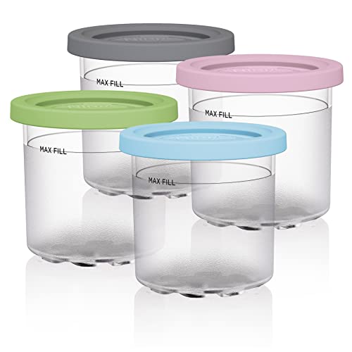 Ninja NC299AMZ CREAMi Ice Cream Maker, for Gelato, Mix-ins, Milkshakes, Sorbet & Pints 4 Pack, Compatible with NC299AMZ & NC300s Series Creami Ice Cream Makers, BPA-Free & Dishwasher Safe, Color Lids