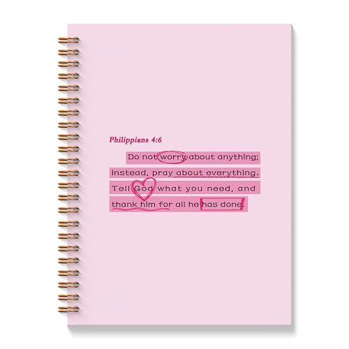 BAYOGITA Pink Bible Verse Notebook - Pink Christian Journal, Preppy