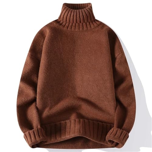 Men's Turtleneck Sweater Pullover Casual Solid Color Knitted Black Fashion Clothing2