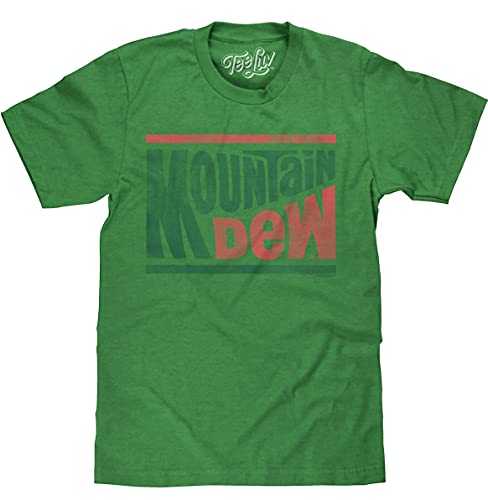 Tee Luv Mountain Dew T-Shirt - Licensed MT. Dew Vintage Tee (XX-Large) Kelly Heather