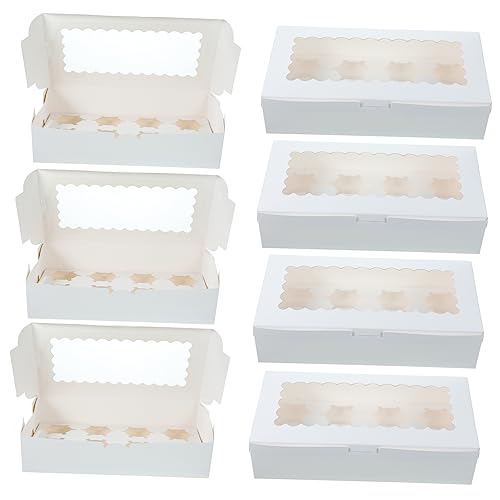 Unomor 10pcs Cake Boxes Paper Window 12.32 x 6.30 x 2.95 Inches Easy to Carry for Cupcake Dessert Candy Storage