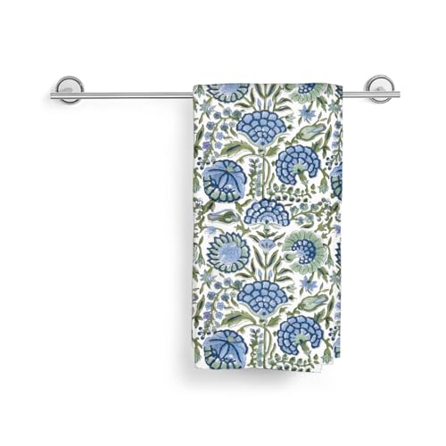 Vintage Blue Sage Green Floral Kitchen Towels Boho Floral Dish Towel 16×24 Inch Soft Absorbent Flowers Hand Cloths for Kitchen Drying Decore Set of 2 — view 4