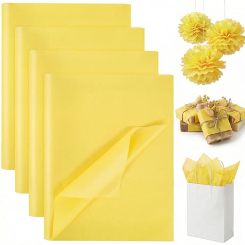 Image of Koogel 330 Sheets Yellow Tissue Paper, 14 X 10 inches