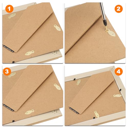 Image of HARFINGTON 100Pcs Picture Frame Backing Hardware Clips with 100Pcs Screws Photo Frame Turn Button Fasteners Picture Turn Backing Clips for Craft Hanging Pictures, Gold
