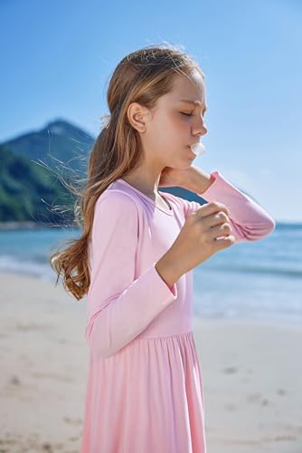 Image of Arshiner Girls Maxi Dress Long /Short Sleeve Casual Holiday Dress with Pockets for 5-13 Years