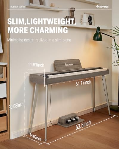 Donner DDP-60 88 Key Digital Piano for Beginner, Electric Keyboard with Velocity-Sensitive Keys, 128 Voices, 83 Rhythms, 8 Reverb Effects, 5 Strength Curves, Auto Chord, Gray Donner DDP-60 88 Key Digital Piano for Beginner, Electric Keyboard with Velocity-Sensitive Keys, 128 Voices, 83 Rhythms, 8 Reverb Effects, 5 Strength Curves, Auto Chord, Gray