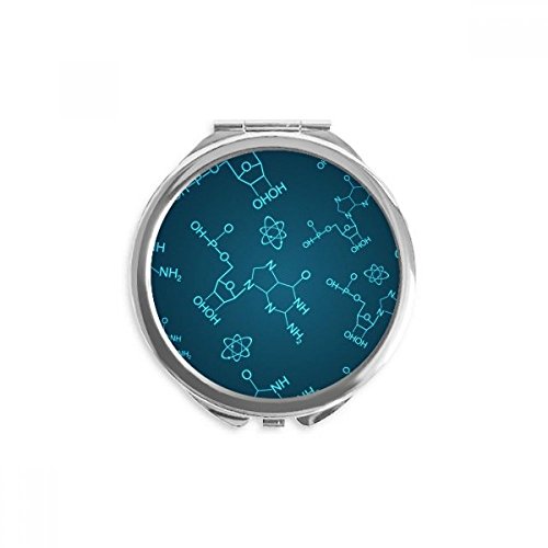 Miroir rond maquillage bleu structure moléculaire compact 2,6 pouces